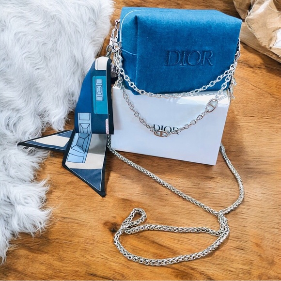 DIOR Beauty Denim Blue Makeup Cosmetic Pouch Crossbody Bag...